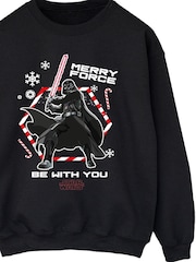 Brands In Black Star Wars Darth Vader Merry Force Christmas Sweatshirt - Image 4 of 5