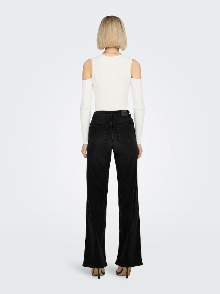 Only Black High Waist Wide Leg Stretch Jeans - Image 2 of 6