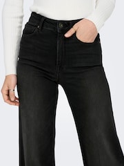 Only Black High Waist Wide Leg Stretch Jeans - Image 3 of 6