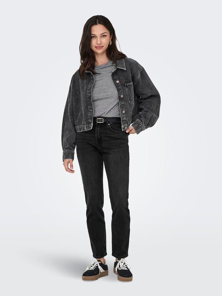 Only Black High Waist Straight Leg Jeans - Image 2 of 7 Only Black High Waist Straight Leg Jeans - Image 2 of 7