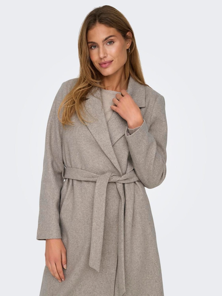 Only Natural Midi Tie Wrap Coat - Image 2 of 6 Only Natural Midi Tie Wrap Coat - Image 2 of 6