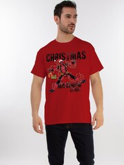Brands In Red Marvel Deadpool Maximum Effort Christmas T-Shirt - Image 2 of 5
