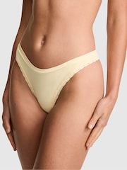 Victoria's Secret Pink Palest Yellow Thong Seamless Ribbed Knickers - Image 1 of 2