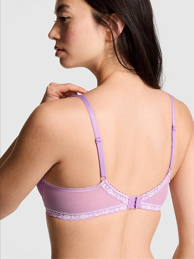 Victoria's Secret Pink Light Lilac Purple/Coconut White Push Up Valerie Lace Bra - Image 2 of 2