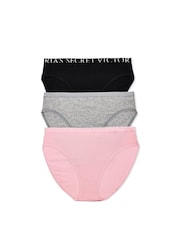 Victoria's Secret Black/Grey/Pink Brief 3 Pack Exploded Logo Knickers - Image 1 of 1