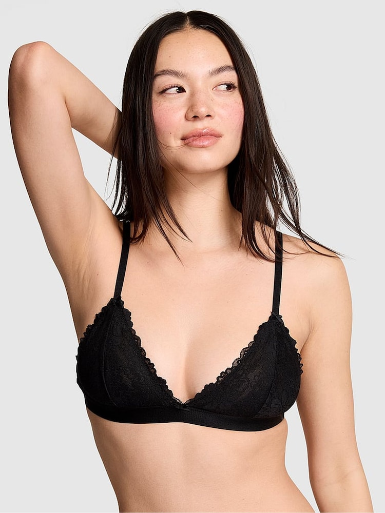 Victoria's Secret Pink Black Triangle Lace Bralette - Image 1 of 2