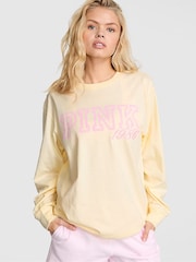Victoria's Secret Pink Palest Yellow Cotton Long Sleeve T-Shirt - Image 1 of 2
