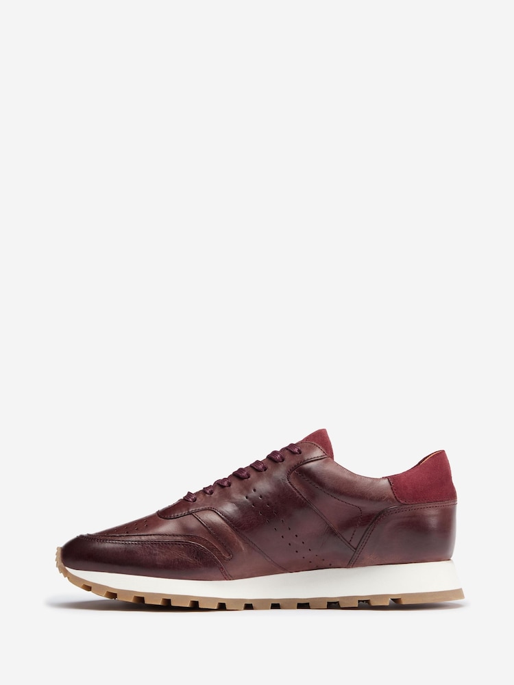 Oliver Sweeney Red Hand Finished Calf Leather Retro Trainers - Image 2 of 5 Oliver Sweeney Red Hand Finished Calf Leather Retro Trainers - Image 2 of 5