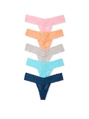 Victoria's Secret Pink/Orange/White/Blue Thong Knickers 5 Pack - Image 1 of 1
