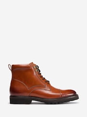 Oliver Sweeney Antiqued Leather Brogue Brown Boots - Image 1 of 5