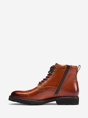Oliver Sweeney Antiqued Leather Brogue Brown Boots - Image 2 of 5