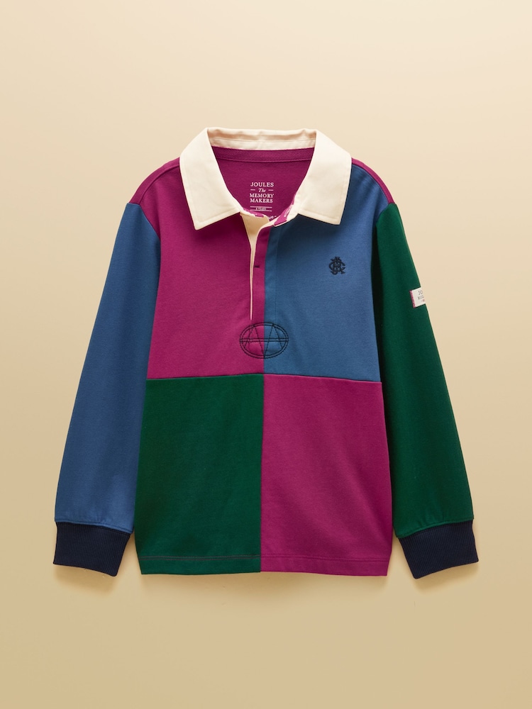 Joules Boys' Rugby Club Colourblock Long Sleeve Rugby Shirt - Image 1 of 5