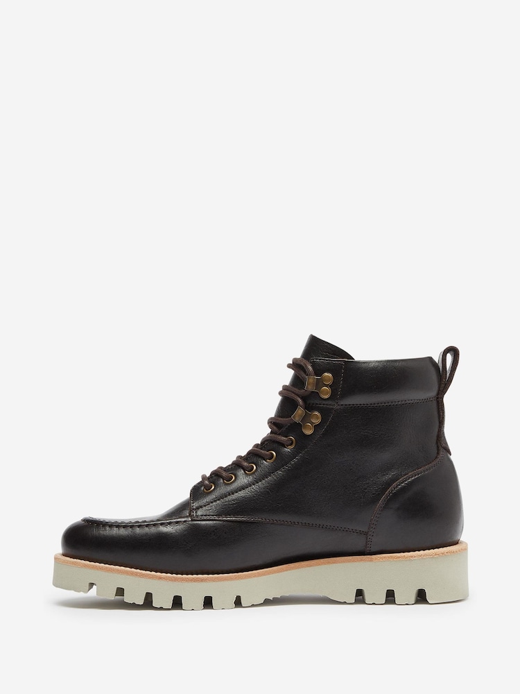Oliver Sweeney Waxed Calf Leather Moc Toe Brown Boots - Image 1 of 4 Oliver Sweeney Waxed Calf Leather Moc Toe Brown Boots - Image 1 of 4
