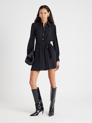 River Island Black Long Sleeve Scallop Collar Shirt Dress - Image 1 of 4