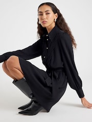 River Island Black Long Sleeve Scallop Collar Shirt Dress - Image 2 of 4