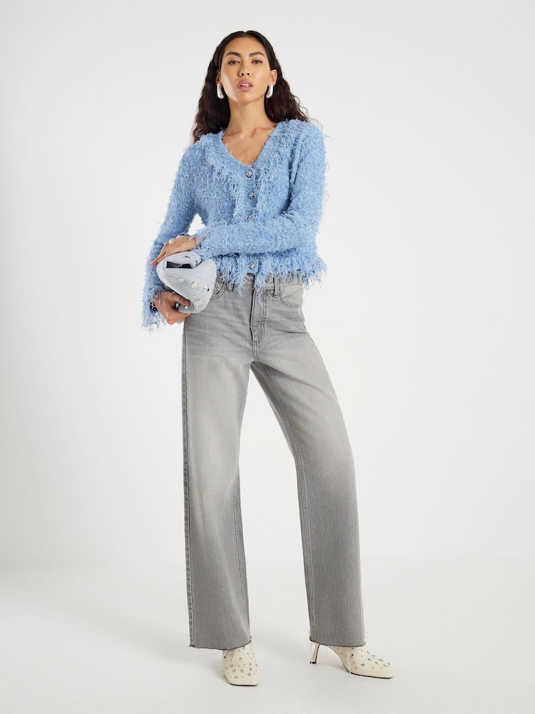 River Island Blue Ulitmate Boucle Cardigan - Image 2 of 4 River Island Blue Ulitmate Boucle Cardigan - Image 2 of 4