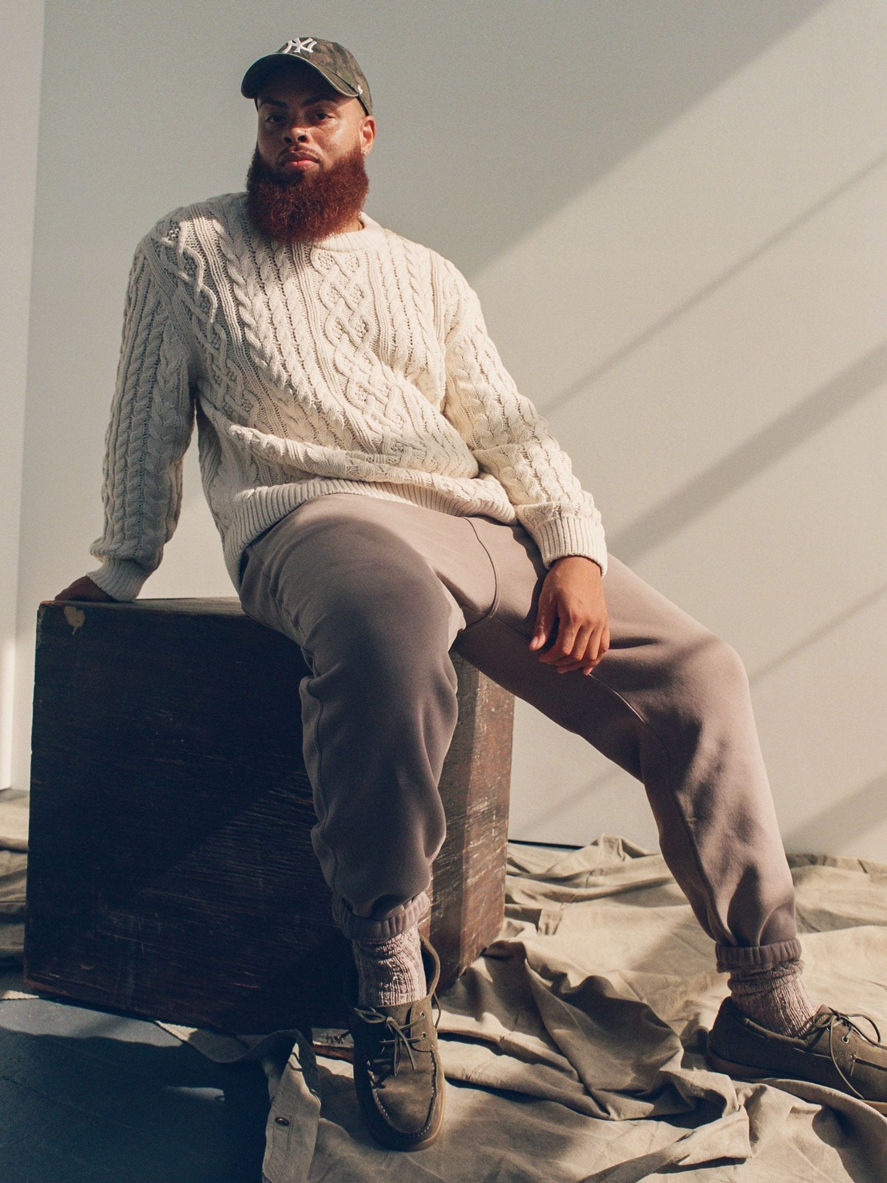 Buy Abercrombie & Fitch Grey Oversized Cable Knit Crew Neck Jumper