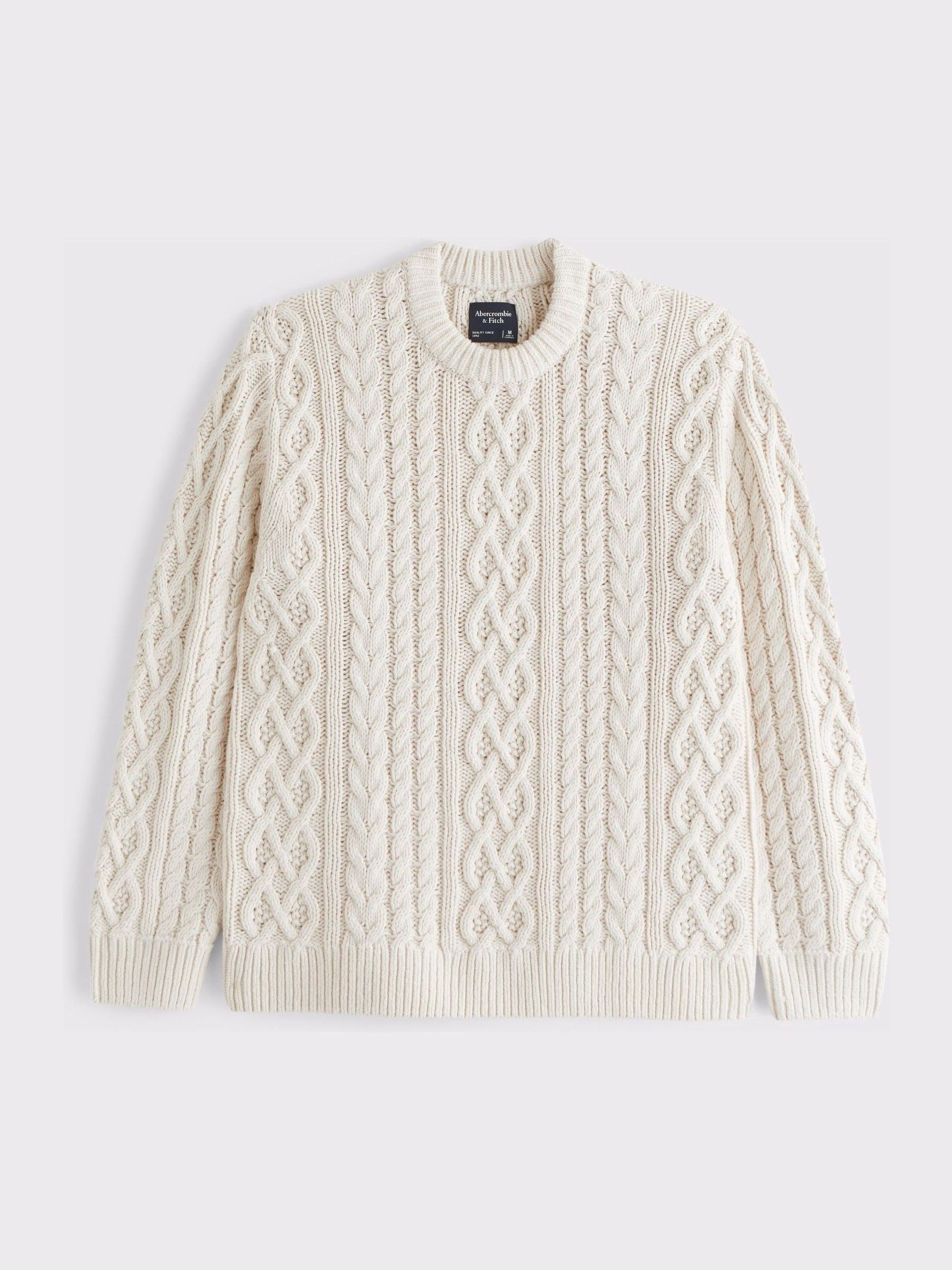 Buy Abercrombie & Fitch Grey Oversized Cable Knit Crew Neck Jumper Buy Abercrombie & Fitch Grey Oversized Cable Knit Crew Neck Jumper