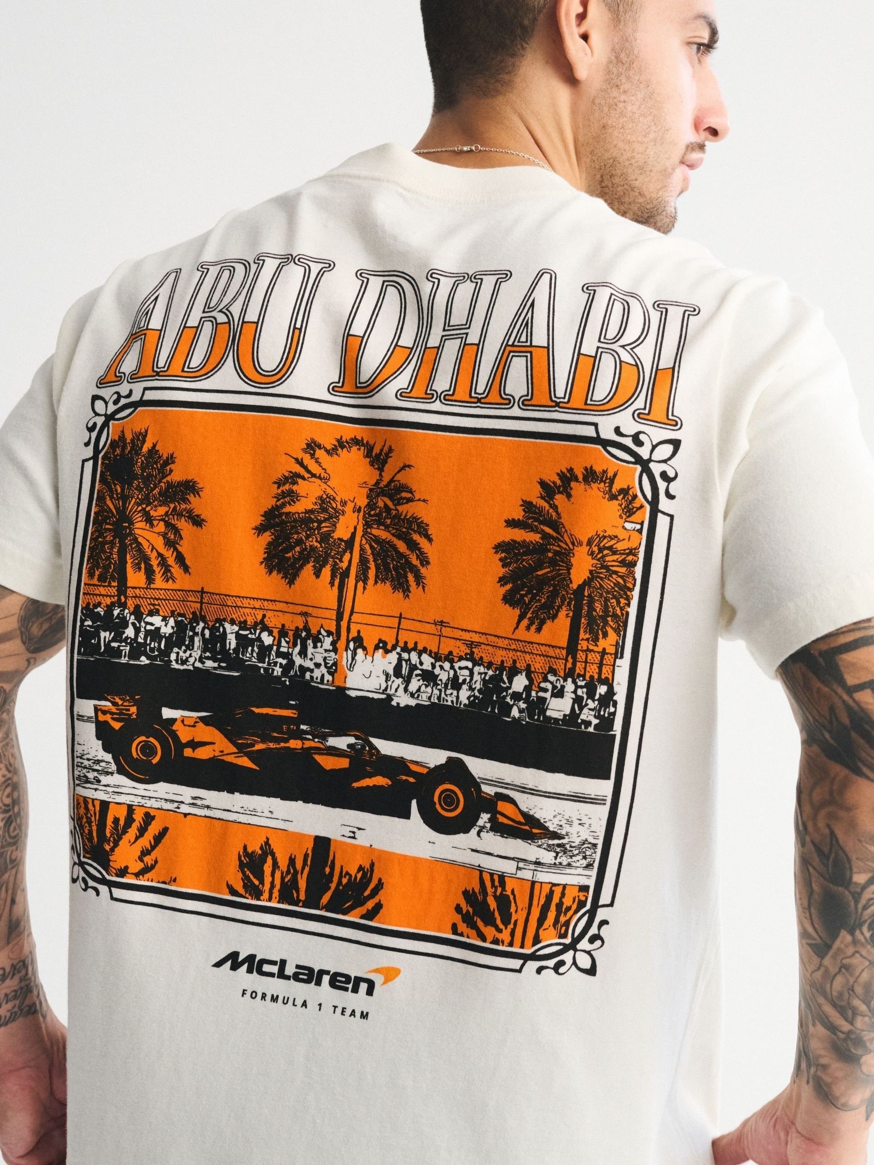 Buy Abercrombie & Fitch Off White McLaren Graphic Crew Neck T