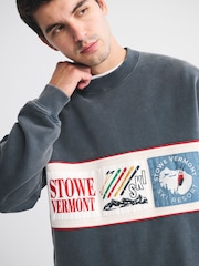 Abercrombie & Fitch Blue Ski Graphic Popover Sweatshirt - Image 4 of 8