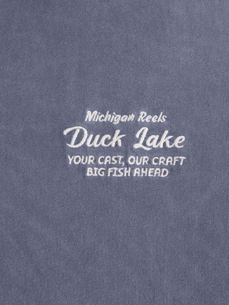 Abercrombie & Fitch Blue Embroidery Graphic Logo Crew Neck T-Shirt - Image 2 of 2