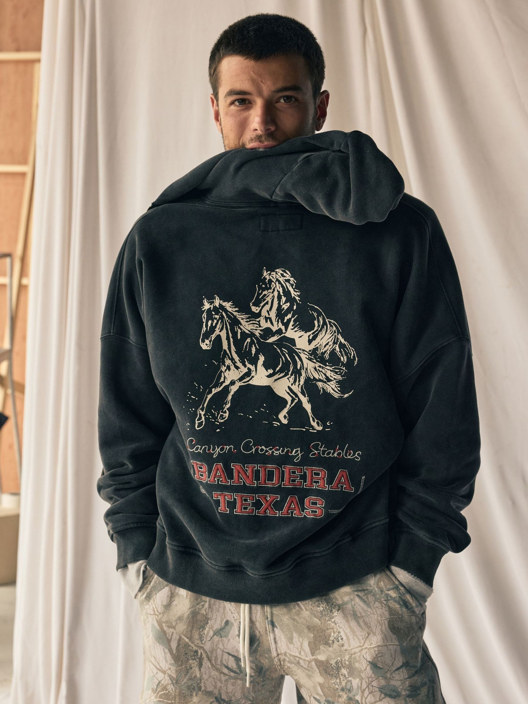 Buy Abercrombie & Fitch Black Western Graphic Cropped Full Zip