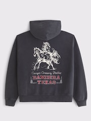 Abercrombie & Fitch Black Western Graphic Cropped Full Zip Hoodie - Image 2 of 4