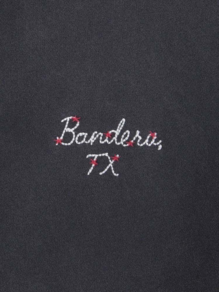 Abercrombie & Fitch Black Western Graphic Cropped Full Zip Hoodie - Image 4 of 4 Abercrombie & Fitch Black Western Graphic Cropped Full Zip Hoodie - Image 4 of 4