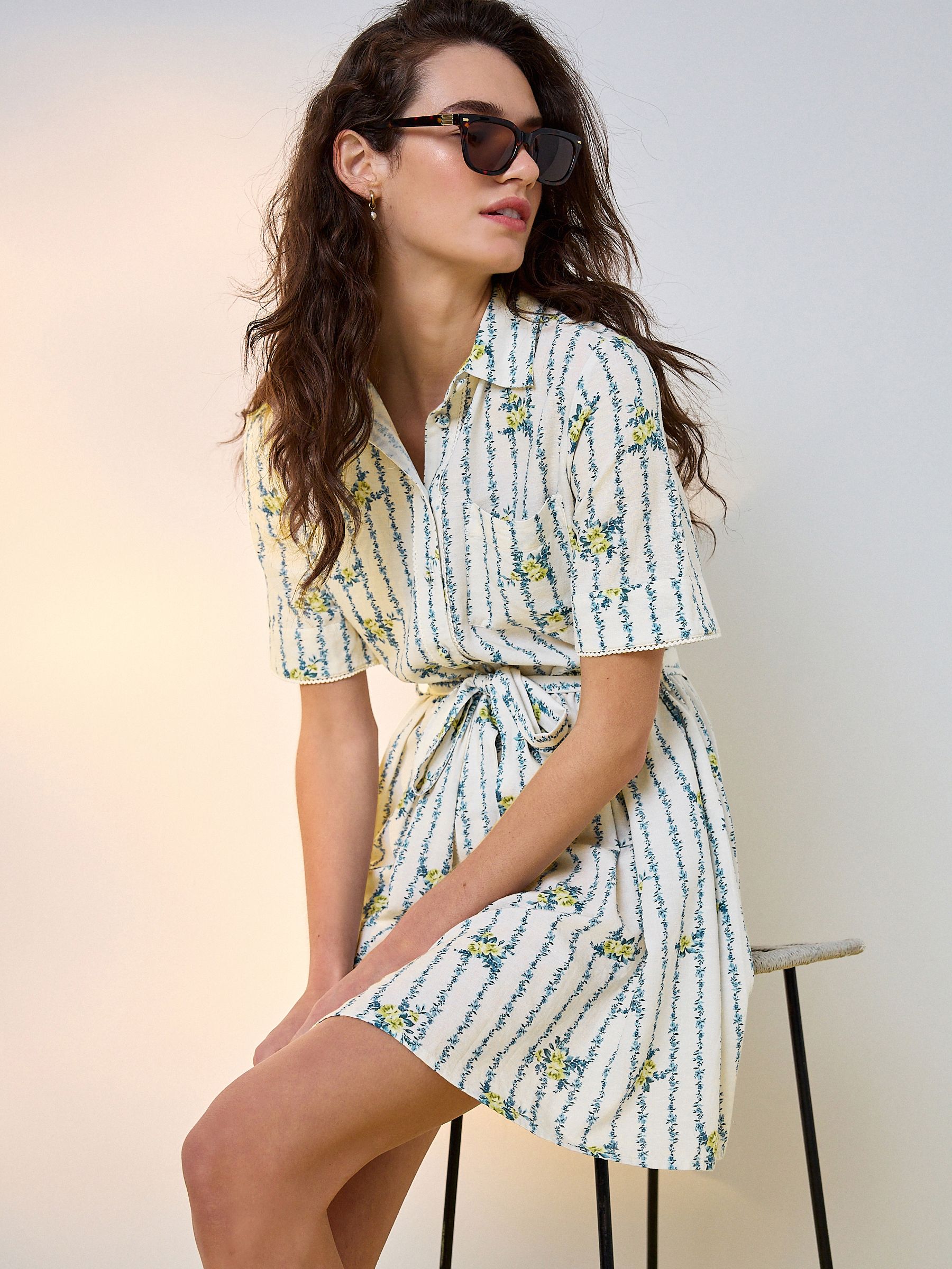 Buy Ecru/Yellow Floral Print Seminal x Lindsey Cherek Waller Short