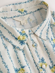 Ecru/Yellow Floral Print Short Sleeve Tie Waist Shirt Dress - Image 6 of 7