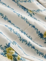 Ecru/Yellow Floral Print Short Sleeve Tie Waist Shirt Dress - Image 7 of 7