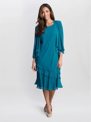 Gina Bacconi Green Lola Jacket And Asymmetric Triple Tiered Dress - Imagem 3 de 6