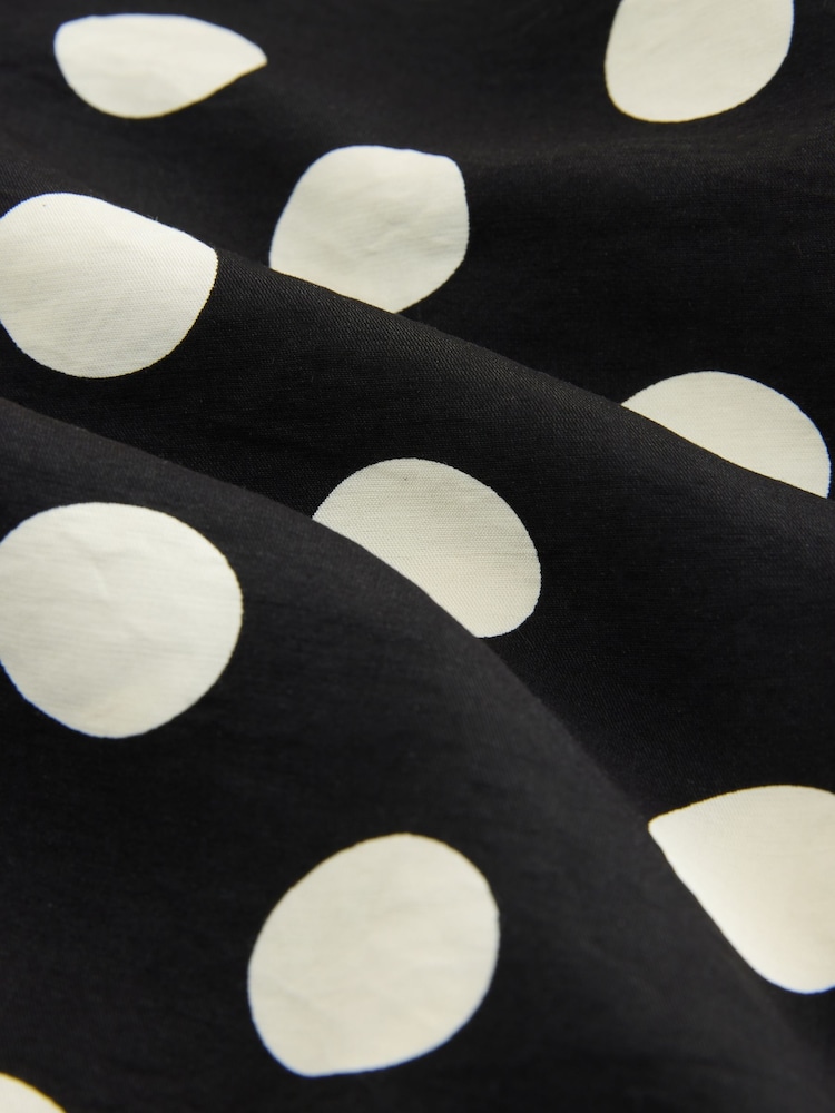 Черный с узором в горошек - Летнее платье мини с халтером и шарфом - Изображение 8 8