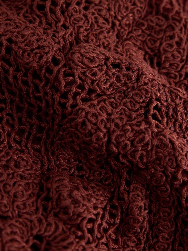 Rust Brown Sleeveless 2-in-1 Crochet Maxi Dress - Image 9 of 9