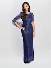 Gina Bacconi Blue Joanna Metallic Knit Maxi Dress - Image 1 of 5