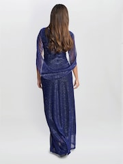 Gina Bacconi Blue Joanna Metallic Knit Maxi Dress - Image 2 of 5
