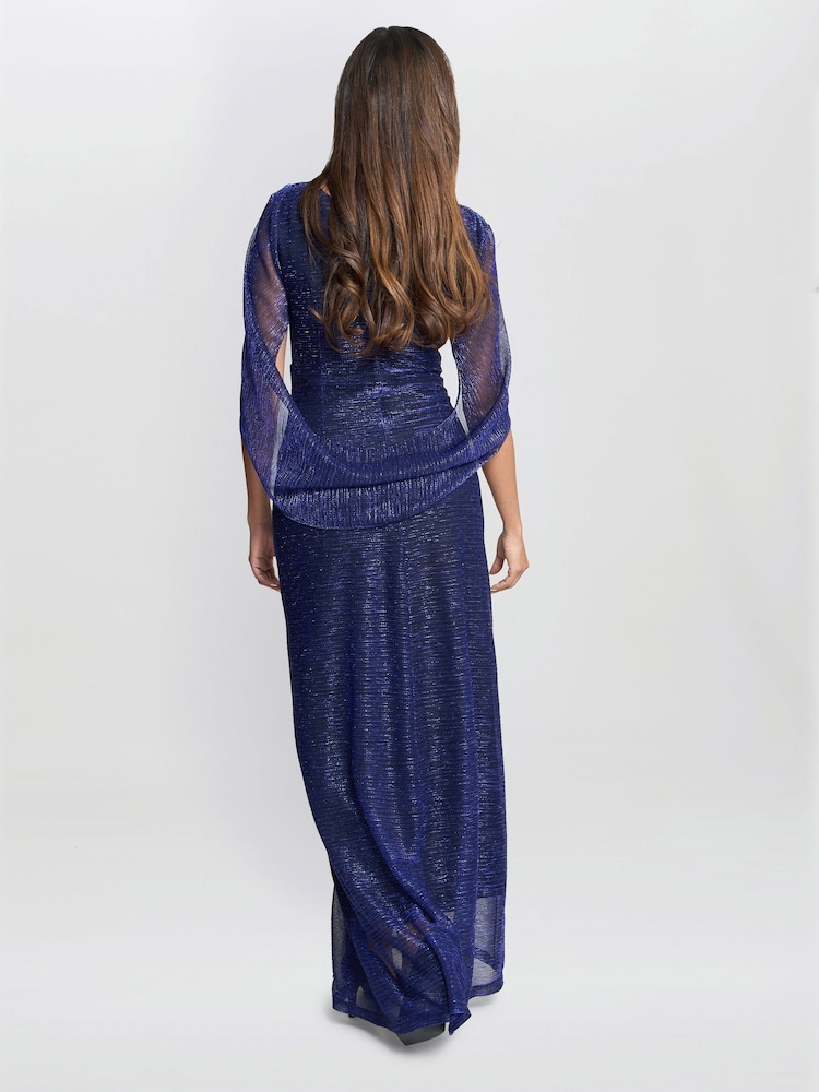 Gina Bacconi Blue Joanna Metallic Knit Maxi Dress - Image 2 of 5 Gina Bacconi Blue Joanna Metallic Knit Maxi Dress - Image 2 of 5