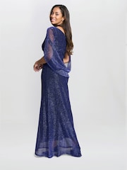 Gina Bacconi Blue Joanna Metallic Knit Maxi Dress - Image 3 of 5