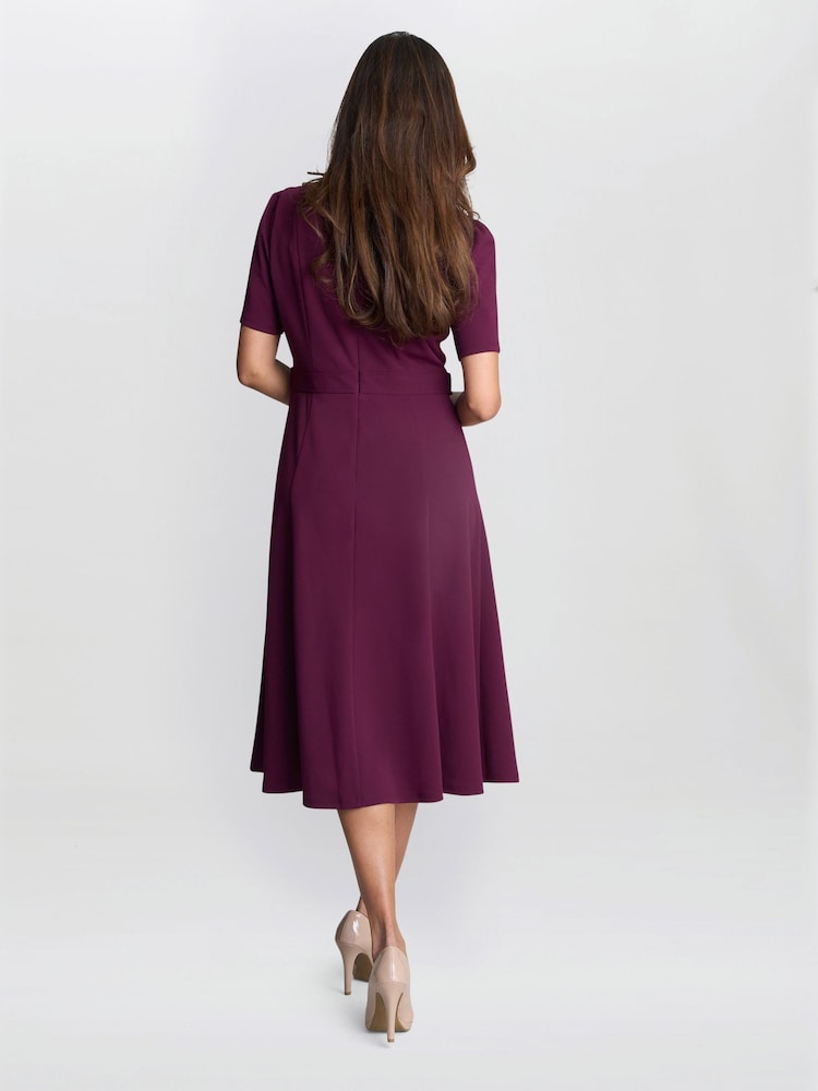 Gina Bacconi Red Mel Fit And Flare Midi Dress - Image 2 of 5 Gina Bacconi Red Mel Fit And Flare Midi Dress - Image 2 of 5