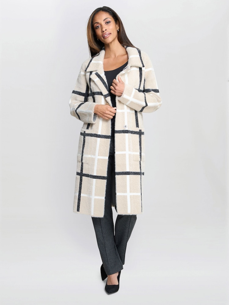 Gina Bacconi Winslet Checked Black Coat - Image 1 of 6