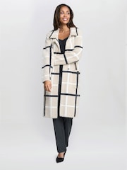 Gina Bacconi Winslet Checked Black Coat - Image 3 of 6