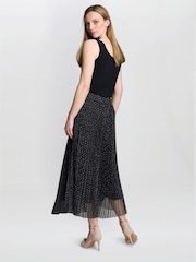 Gina Bacconi Roslynn Pleated Mesh Black Skirt - Imagem 2 de 5