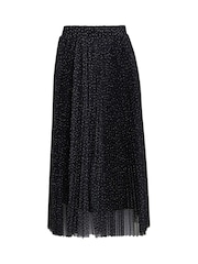Gina Bacconi Roslynn Pleated Mesh Black Skirt - Imagem 5 de 5