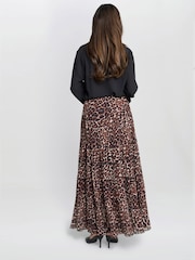 Gina Bacconi Kristy Leopard Print Maxi Brown Skirt - Image 2 of 7