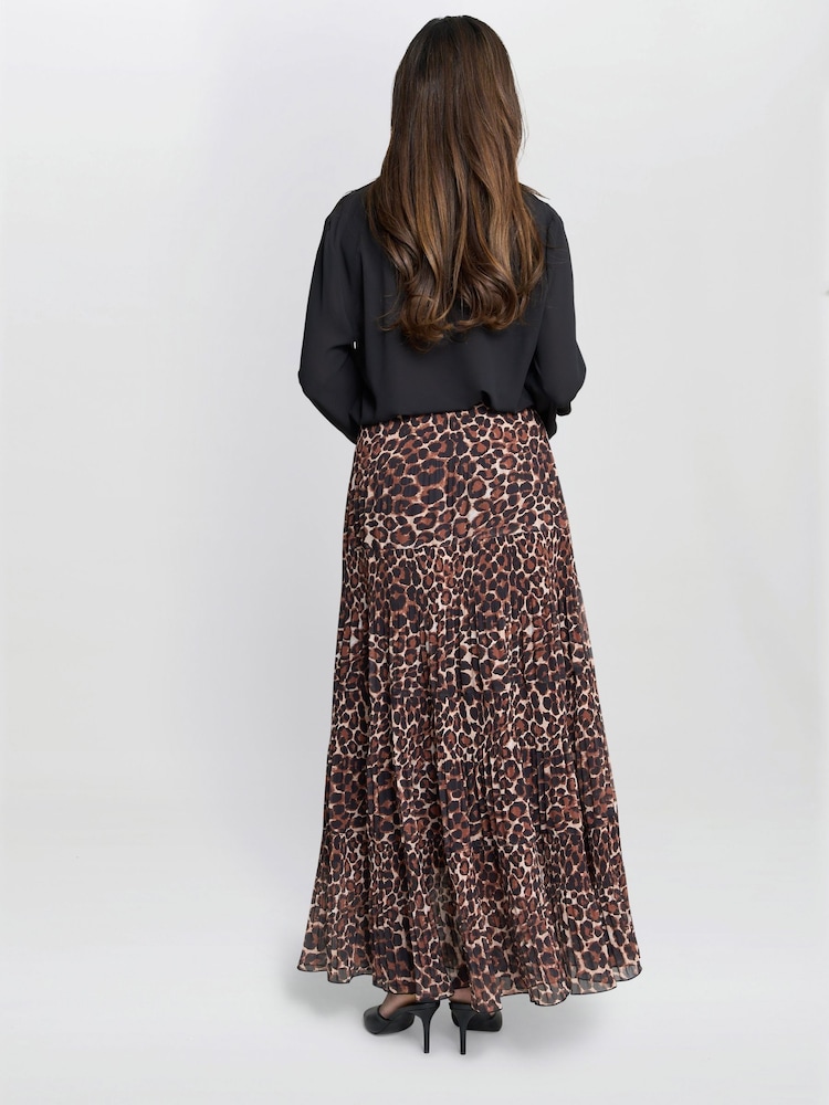 Gina Bacconi Kristy Leopard Print Maxi Brown Skirt - Image 2 of 7