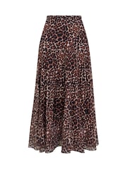 Gina Bacconi Kristy Leopard Print Maxi Brown Skirt - Image 7 of 7