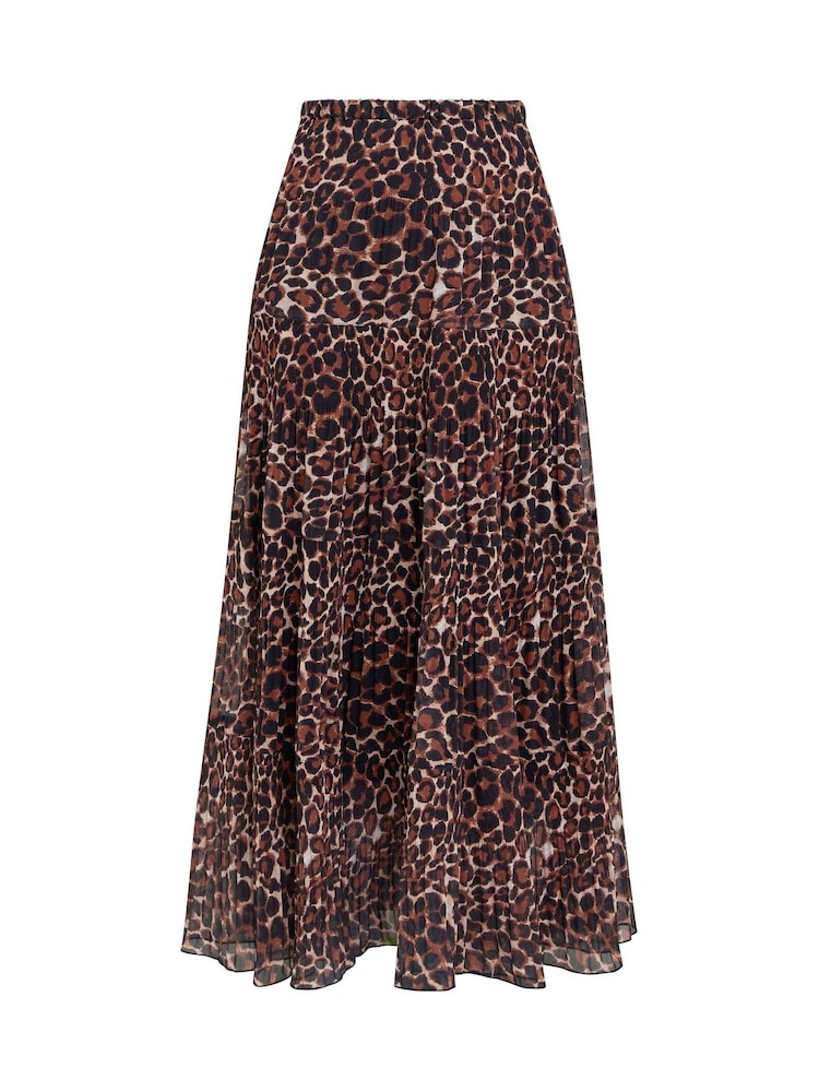 Gina Bacconi Kristy Leopard Print Maxi Brown Skirt - Image 7 of 7