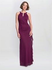 Gina Bacconi Red Blanche Matte Jersey Dress With Neck Trim - Image 1 of 7