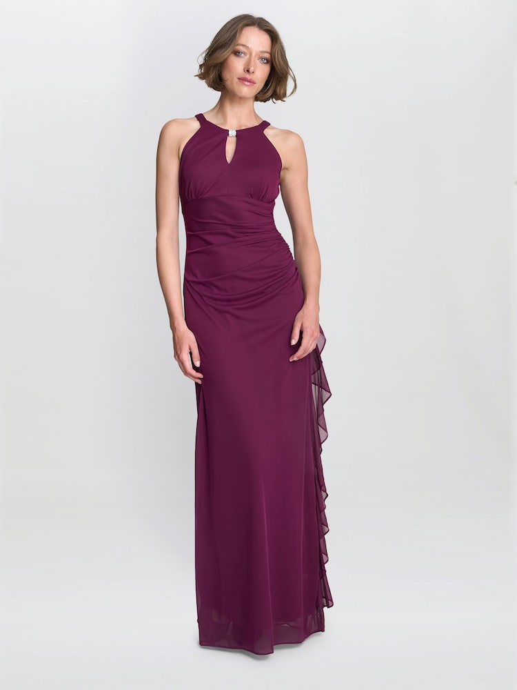 Gina Bacconi Red Blanche Matte Jersey Dress With Neck Trim - Image 1 of 7