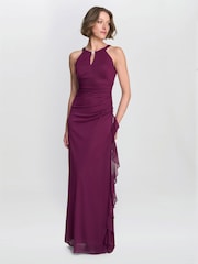 Gina Bacconi Red Blanche Matte Jersey Dress With Neck Trim - Image 3 of 7